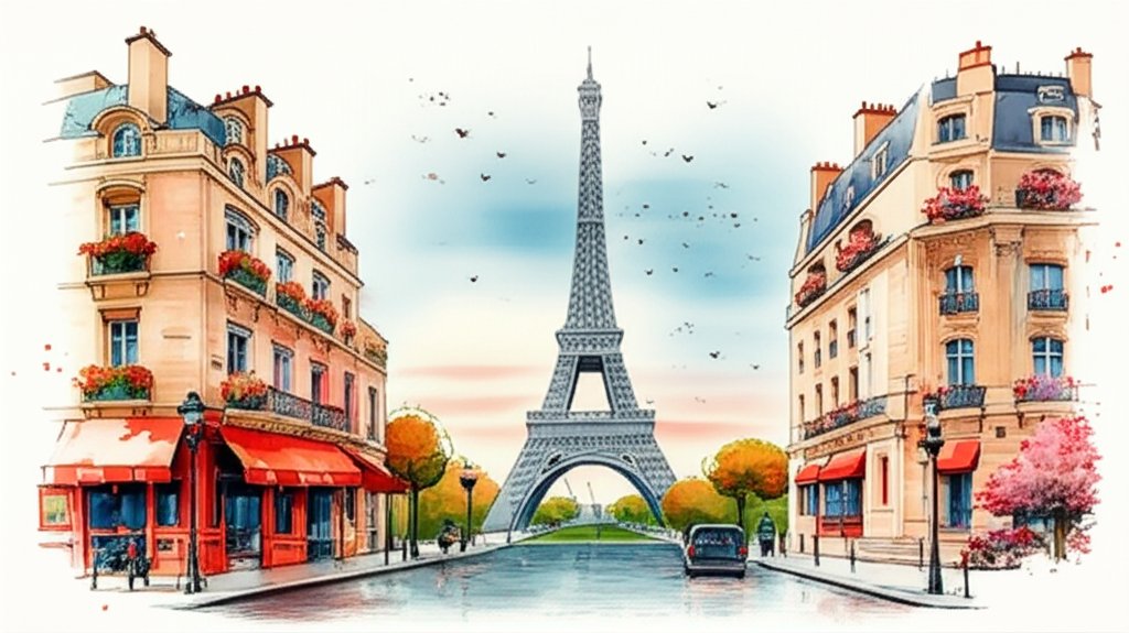 Charming Parisian street scene: Best neighborhood in Paris, quintessential Parisian life.