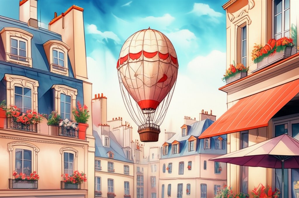 Paris family hotels: Happy family enjoying a Parisian hotel, Eiffel Tower visible.