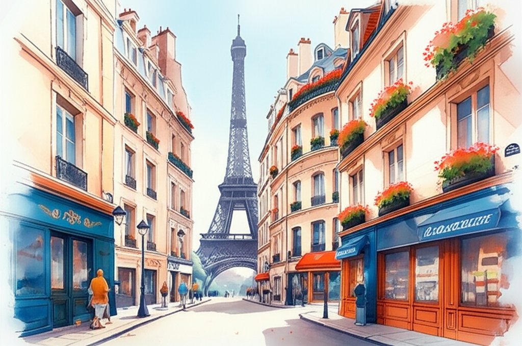 Latin Quarter Paris scene: Historic architecture, vibrant atmosphere, 5th arrondissement.