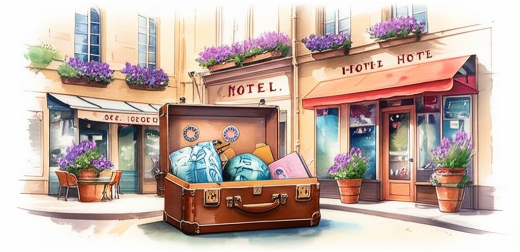 Happy family in Paris hotel; Eiffel Tower view; family-friendly amenities.