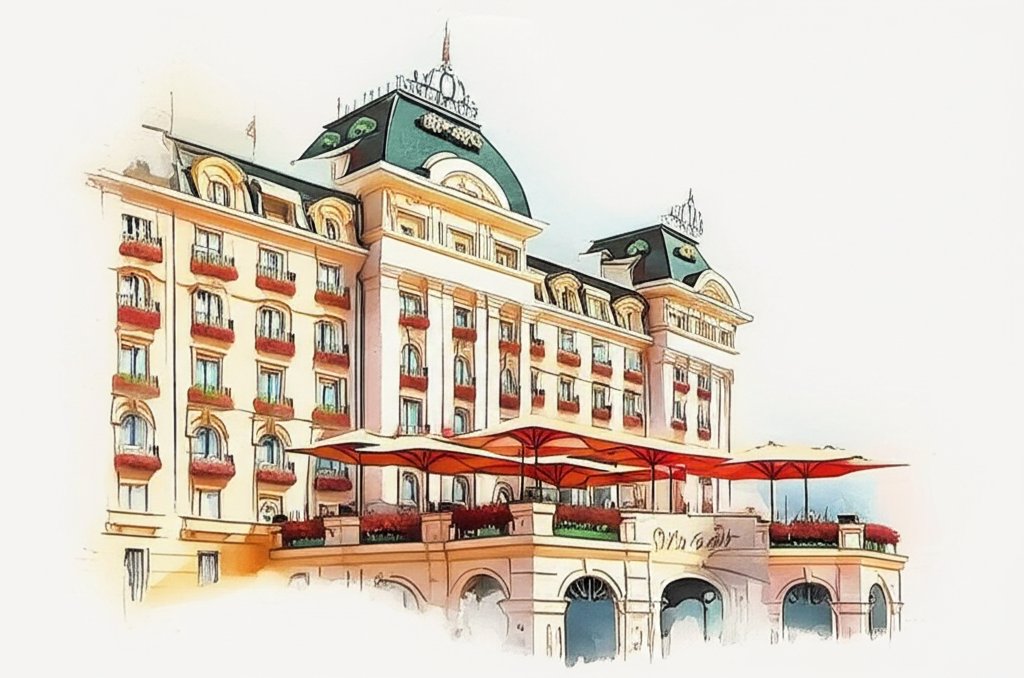 Luxurious palace hotel with stunning rooftop views, promising elevated luxury experience.