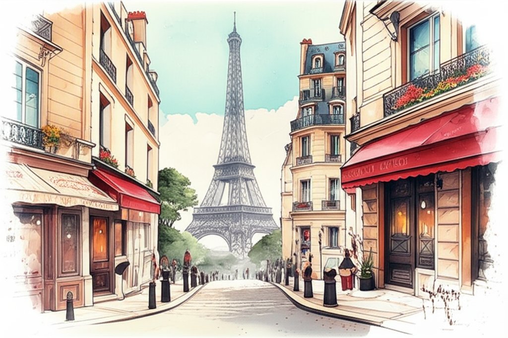 Paris in December: Cold weather, iconic landmarks, possible snow.