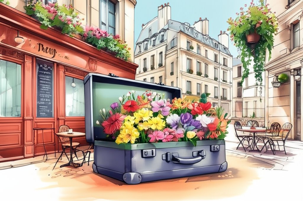 Parisian cafe scene; emphasizes location for unforgettable getaway.